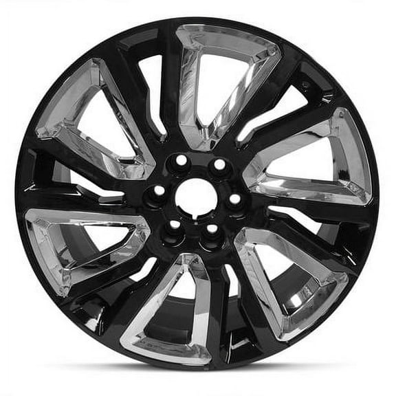 For 2014-2021 GMC Sierra 1500 22 Inch Chrome Inserts Black Rim - OE Direct Replacement - Road Ready Car Wheel