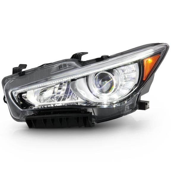 For 2014-2022 Infiniti Q50 w/o AFS LED DRL Projector Headlight Headlamp - Driver