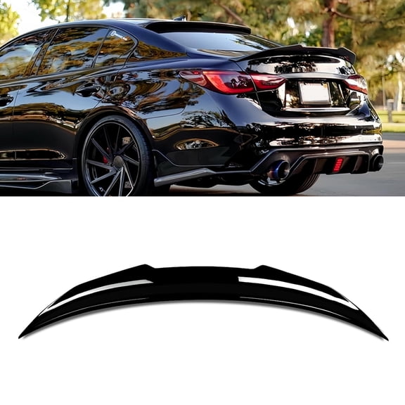 For 2014-2024 Infiniti Q50 Duckbill PSM Style Gloss Black Rear Spoiler Wing Trunk