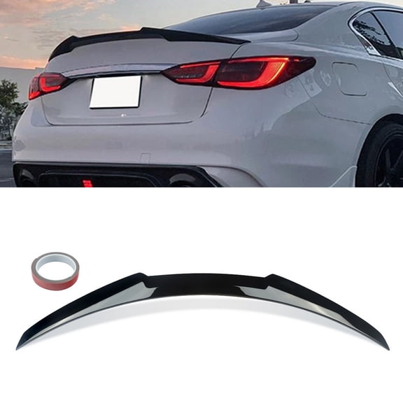 For 2014-2024 Infiniti Q50 M4 Style Gloss Black Rear Trunk Spoiler Wing