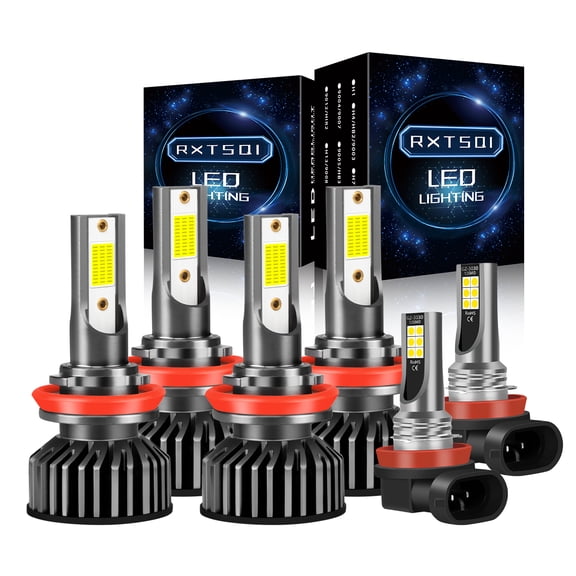 For 2014 Cadillac CTS Sedan 6X 6000K LED Headlight Bulbs H11+H11 Hi&Lo + H11 Fog Light,f2
