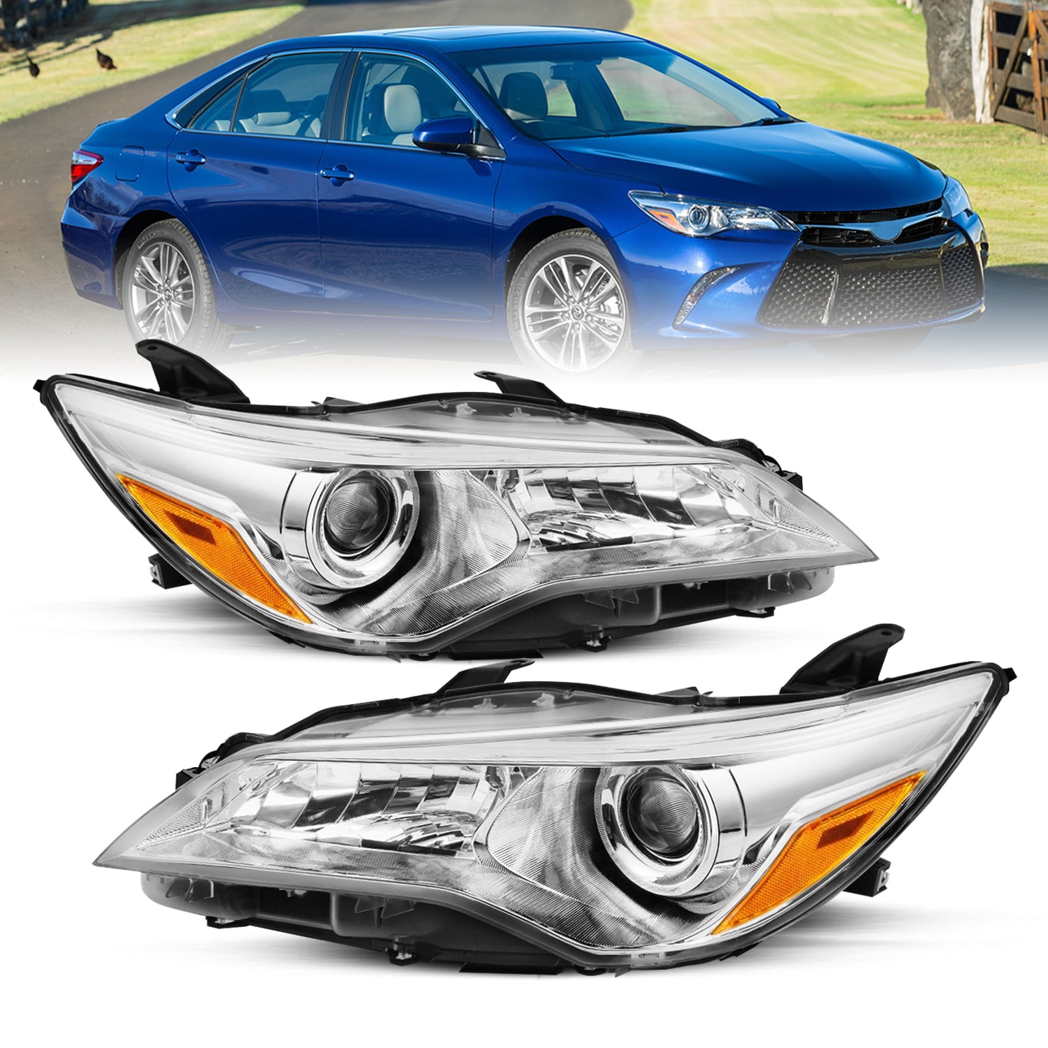 For 2015 2016 2017 Toyota Camry Projector Headlights Assembly Pair