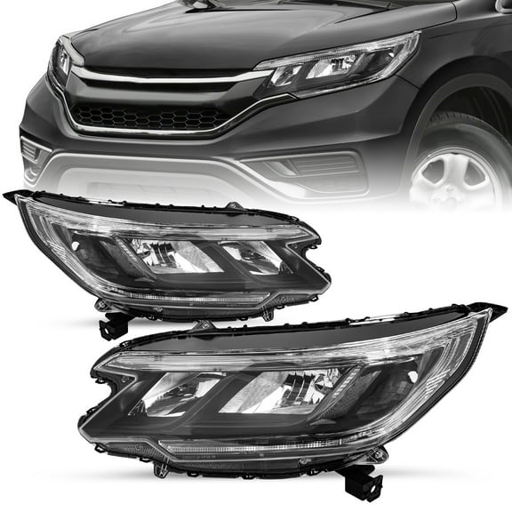 For 2015-2016 Honda CRV CR-V EX EX-L OE Style LED DRL Black Headlights Pair