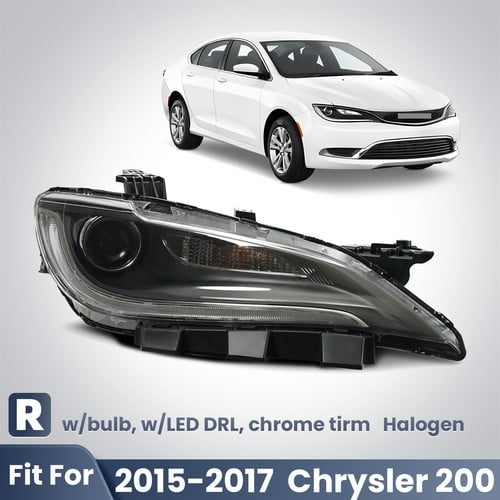 For 2015-2017 Chrysler 200 Halogen Headlight w/LED DRL 8 Pins Chrome Right Side