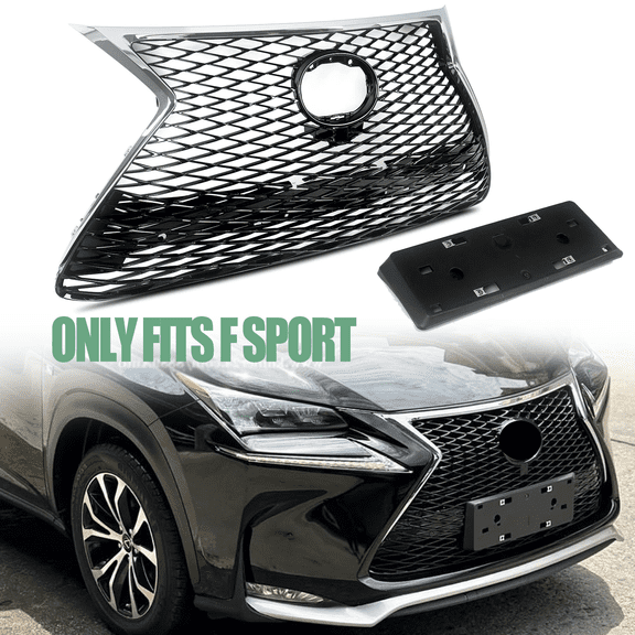 For 2015-2017 Lexus NX200T NX300H F Sport Front Bumper Grille Grill Chrome Black