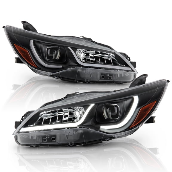 For 2015-2017 Toyota Camry Halogen Black LED Tube Projectoe Headlights Headlamps