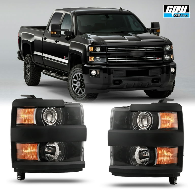For 2015-2018 Chevy Silverado 2500/3500 Chrome/Clear Lens Amber 