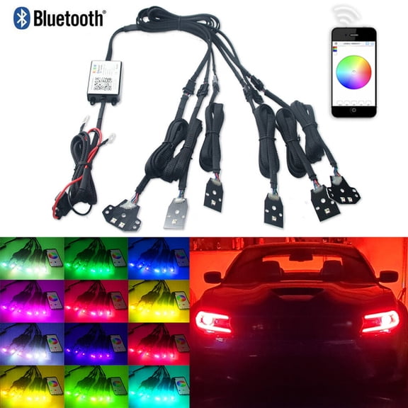 For 2015-2019 Dodge Charger RGB LED Multi-color DRL Board Headlight APP Control
