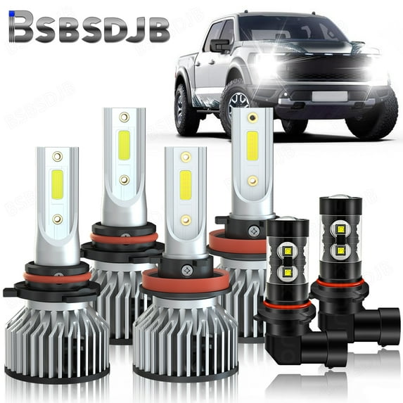 For 2015-2019 Ford F-150 6000K White LED Headlight Hiigh Low + Fog Light Bulbs