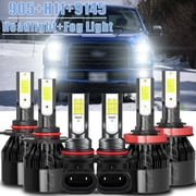 For 2015-2019 Ford F 150 LED Headlight Hi/Lo + Fog Light Bulbs Combo