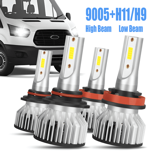 For 2015-2019 Ford Transit-150/250/350/350 LED Headlight Bulbs High Low 4X Lamp