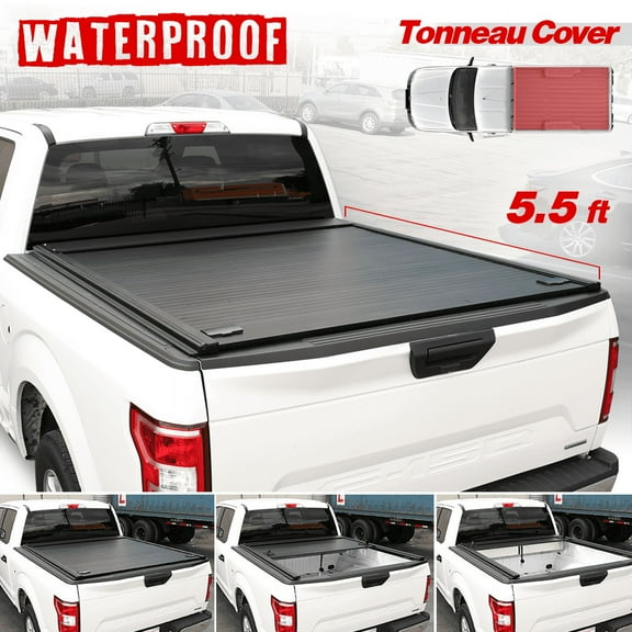 For 2015-2020 Ford F-150 short bed (5.5 ft), Retractable Tonneau Cover Waterproof Aluminum 5.5ft Short Bed Cover