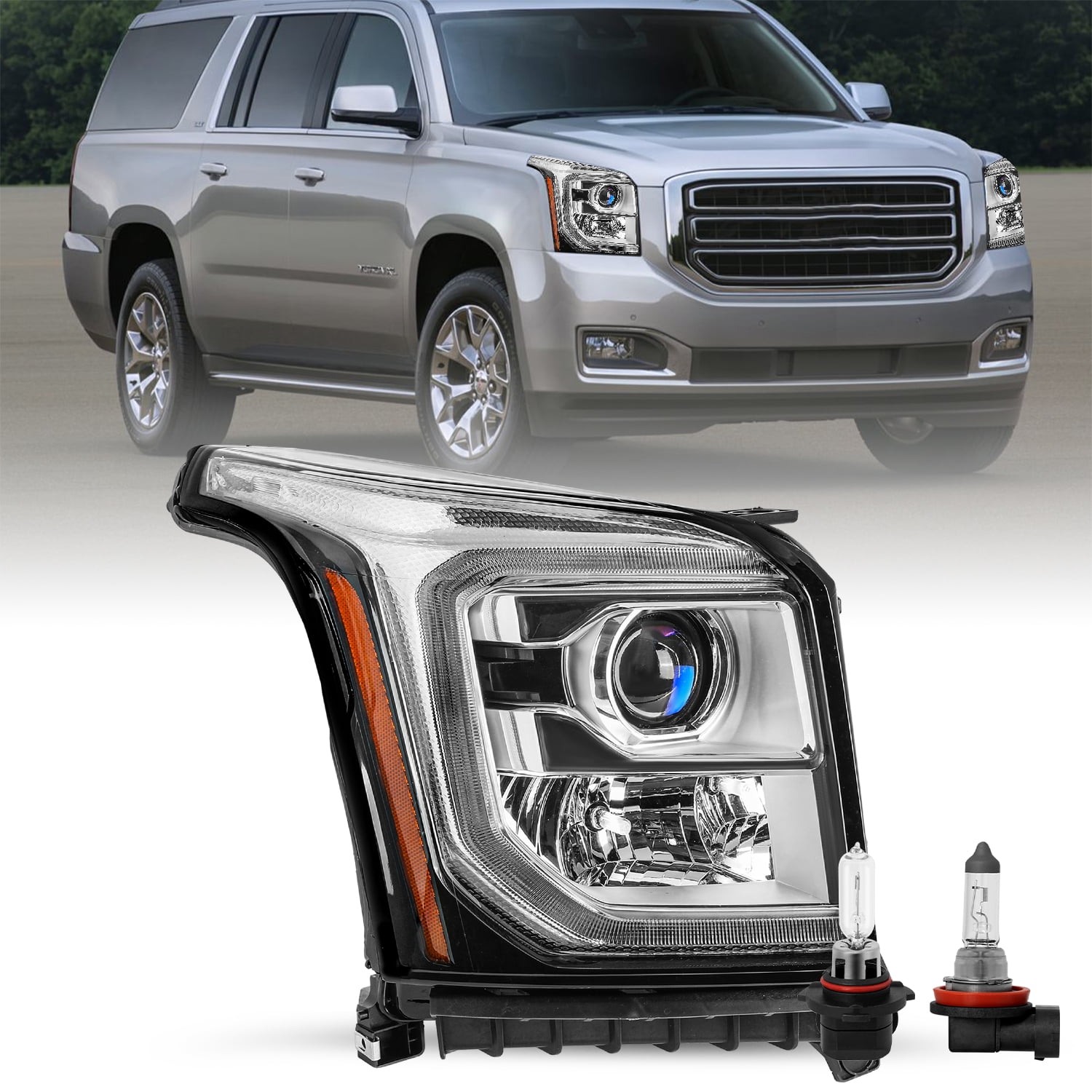 For 2015-2020 GMC Yukon Halogen LED DRL Headlight Headlamp Passenger Side 15-20
