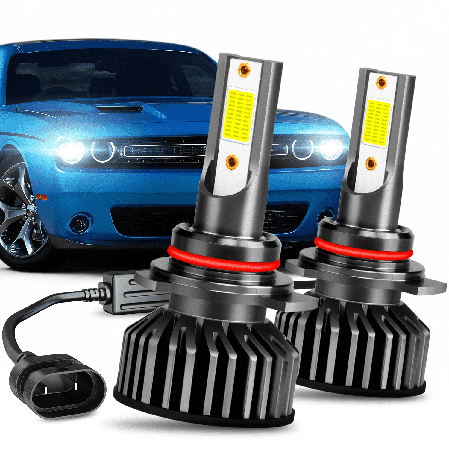 For 2015-2021 Dodge Challenger LED Headlight Bulbs 9012 High Low Beam Set 60W 12000LM Pack of 2