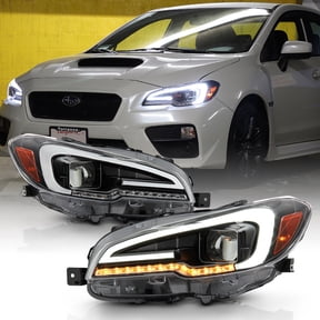 For 2015-2021 Subaru WRX STI Black LED Sequential Signal Projector Headlights