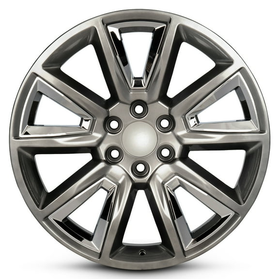 For 2015-2022 Chevrolet Silverado 1500 22 Inch Hyper Silver with Chrome Inserts Hyper Silver Rim - OE Direct Replacement - Road Ready Car Wheel