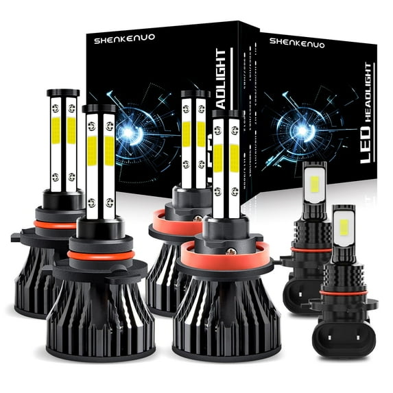 For 2015-2022 Ford F-150 LED Headlight Bulbs 4-side 9005 H11 High Low Beam 9145 Fog Lights 6x Bulbs Combo
