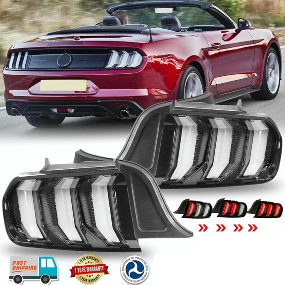 For 2015-2022 Ford Mustang Euro Style LED Sequential Turn Signal Tail Lights