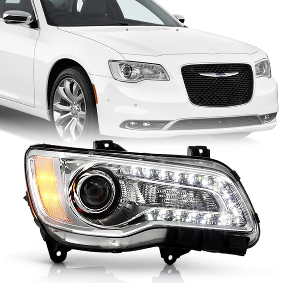 For 2015-2023 Chrysler 300 Chrome Halogen LED DRL Projector Headlight -Passenger
