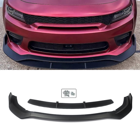 For 2015-2023 Dodge Charger Widebody Rock Front Bumper Splitter Lip Matte Black