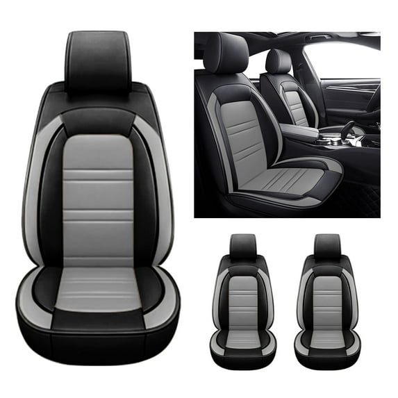For 2015-2023 Ford F150 2PCS Front Truck Seat Covers Cushion Protector Pu Leather Black/Gray