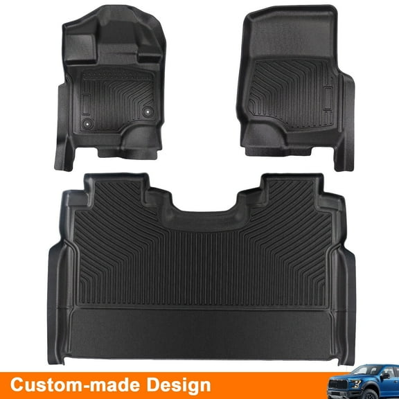 For 2015-2024 Ford F-150/F-150 Lightning Super Crew Cab TPE Floor Mats Protector Set All Weather