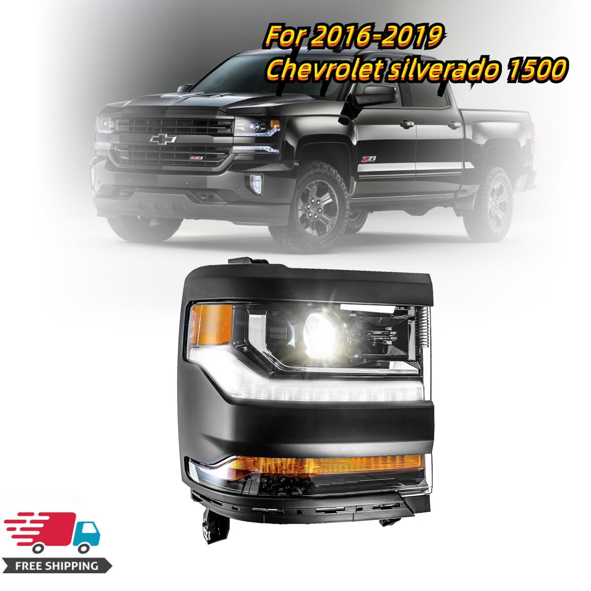 For 2016 2017 2018 2019 Chevy Silverado 1500 LED DRL Headlights