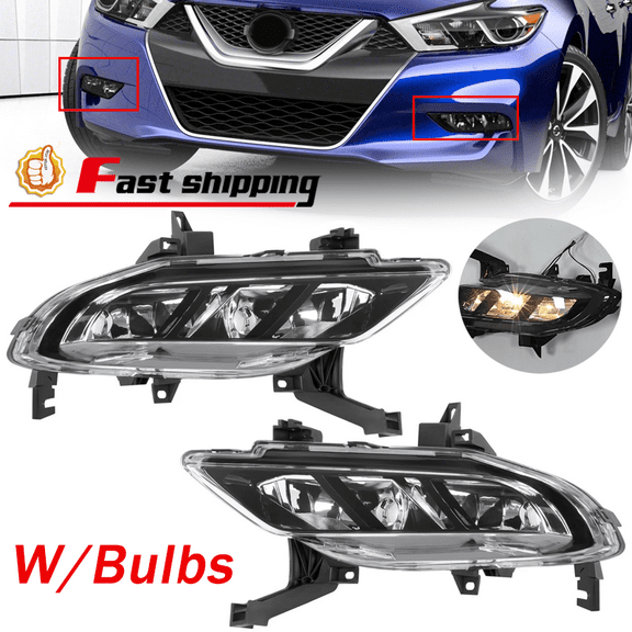 For 2016 2017 2018 Nissan Maxima Right&Left Pair Fog Driving Light Lamp W/Bulbs