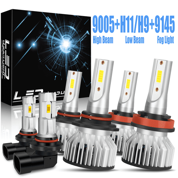 For 2016 2017 2018 RAM 1500 2500 3500 - LED Headlight Dual Beam + Fog Light Bulbs Kit 6000K Cool White 6x