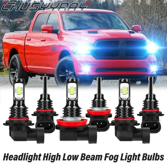 LED Headlight Fog Light Bulbs Kit 8000K Ice Blue 6x - for 2011-2016 2017 2018 Ram 5500 4500 3500 2500 1500