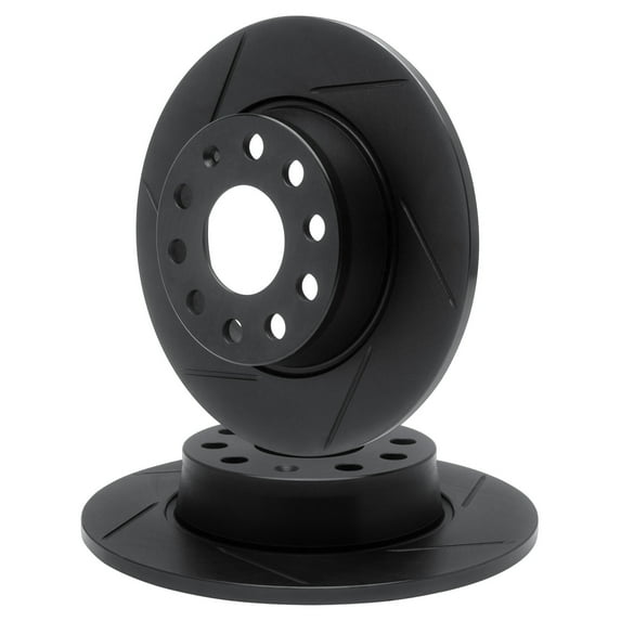 For 2016-2018 Buick Envision R1 Concepts Rear Black Zinc Diamond Slotted Brake Rotors