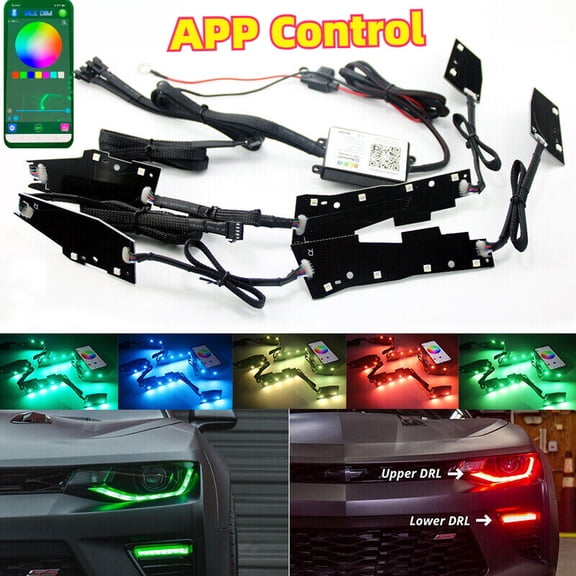 For 2016-2018 Chevy Camaro RGBW LED Halo DRL Board Headlight APP Control NEW