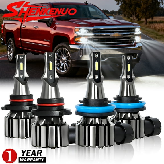 For 2016-2018 Chevy Silverado 2500 LED Headlights 9005 H11 High Low Beam Bulbs.Plug and Play,Pack of 4