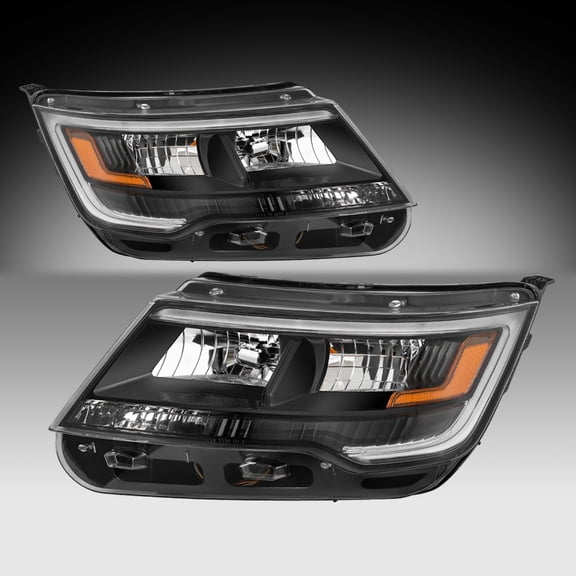 For 2016-2018 Ford Explorer Sport w/ Black Bezel LED Headlight Lamp Pair LH+RH