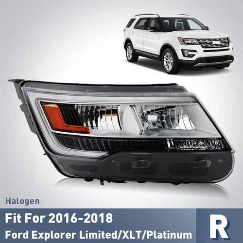 For 2016-2018 Ford Explorer XLT/Limited/Platinum Right Halogen Headlight LED DRL