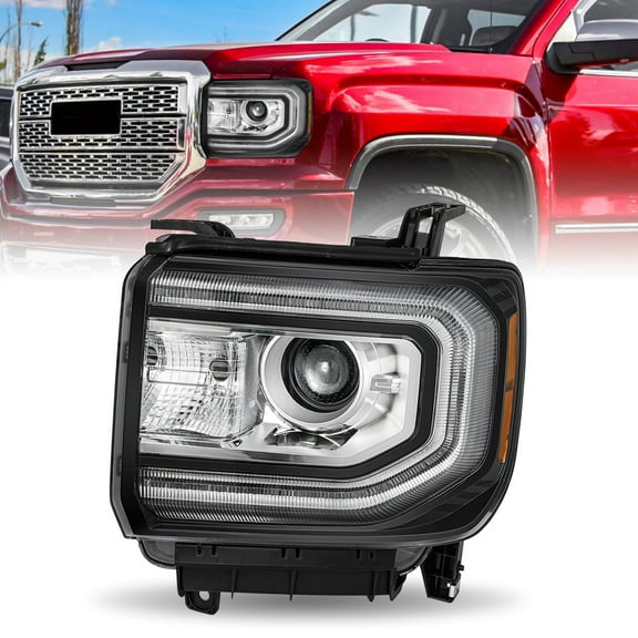 For 2016-2018 GMC Sierra 1500 HID/Xenon LED DRL Projector Headlights Assembly