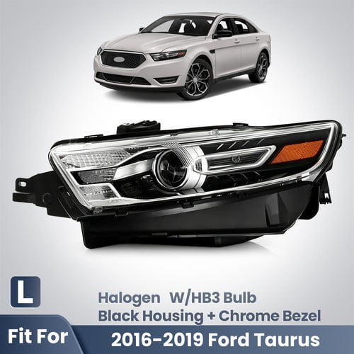 For 2016-2019 Ford Taurus Halogen Headlight Black Housing W/HB3 Bulb Driver Left