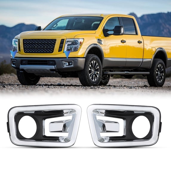 For 2016-2019 Nissan Titan XD Fog Lights Bezel/Cover Pair Left & Right Side