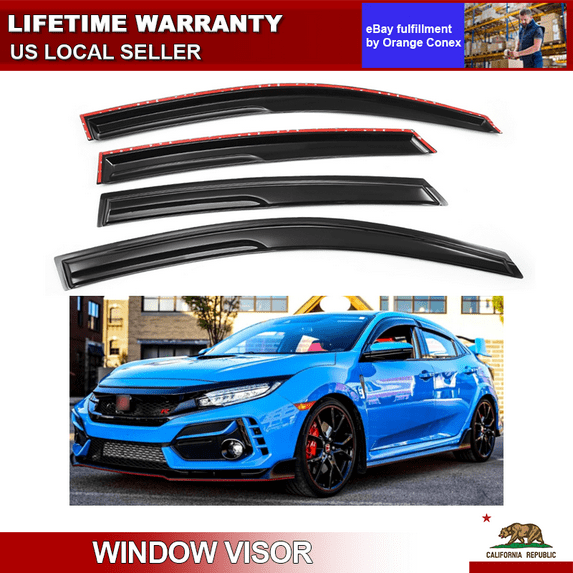 For 2016-2020 Honda Civic 10th Gen Sedan Mugen Style Window Visor Rain Guards