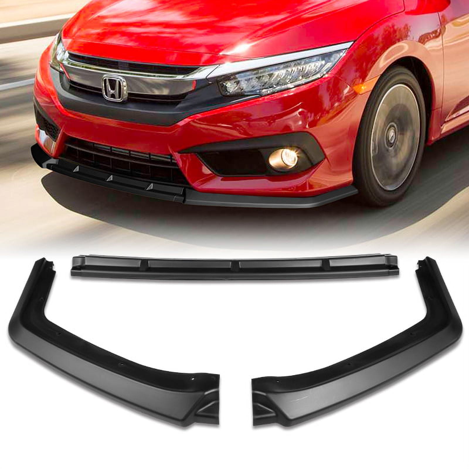 For 2016 2020 Honda Civic Matt Black MUG Style Front Bumper Body Kit Spoiler Lip