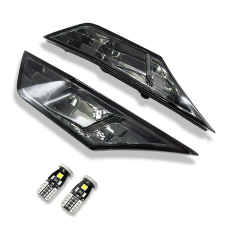 For 2016-2021 Honda Civic Black Side Marker Lamp Turn Signal Light With LED Bulbs