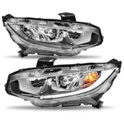 For 2016-2021 Honda Civic Halogen W/LED DRL Headlights Assembly Pair