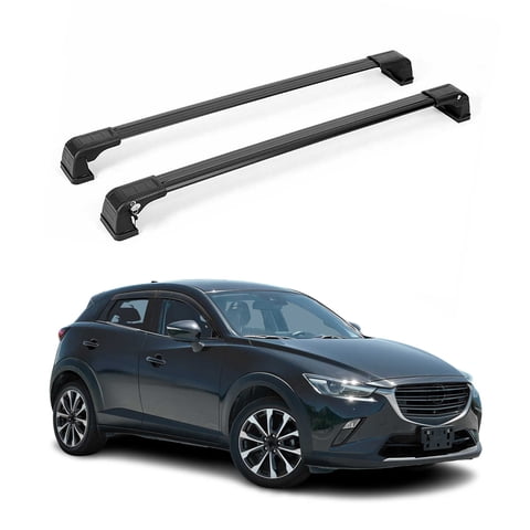 For 2016-2021 Mazda CX-3 Roof Rack Cross Bars Carrier Aluminium Black 2Pcs