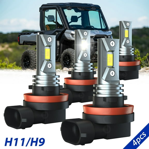 For 2016-2023 Can Am Defender UTV LED Headlight High Low Beam Bulbs Combo Kit 6000K White 4pcs