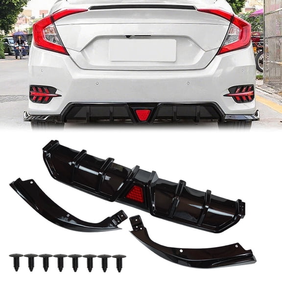 For 2016-21 Civic Sedan  Gloss Black DIffuser Kit W/ LED Light