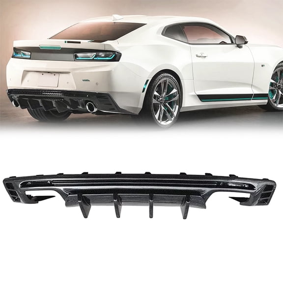 For 2016-24 Chevy Camaro SS LT LS Carbon Fiber Rear Bumper Lip Diffuser Spoiler