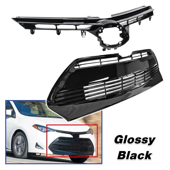 For 2017 2018 2019 Toyota Corolla L LE XLE CE Front Bumper Upper & Lower Grille