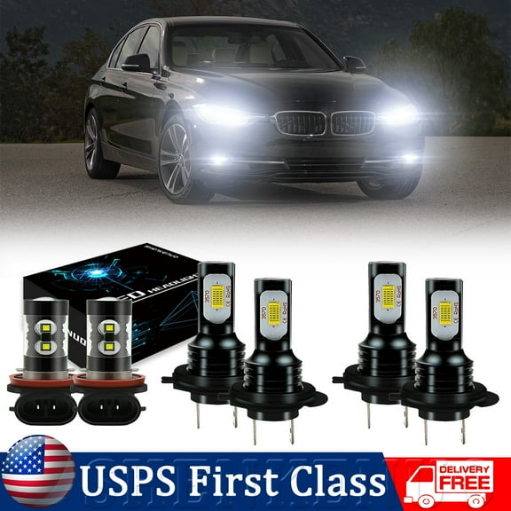 For 2017-2018 BMW 330i xDrive Combo LED Headlight High Low Beam Fog Lamp 6pcs Bulbs White