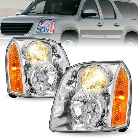 For 2007-2014 GMC Yukon XL 1500 2500 Denali Headlights Assembly Lamps L+R 07-14
