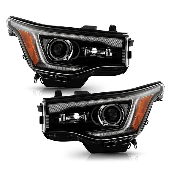 For 2017-2019 GMC Acadia w/LED DRL Black Halogen Headlight Headlamp w/ Bulb Pair